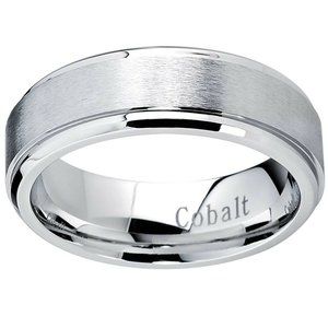 NIB Oliveti Brushed Cobalt Men's Beveled Edge Comfort Fit Band (7 mm) Size 12